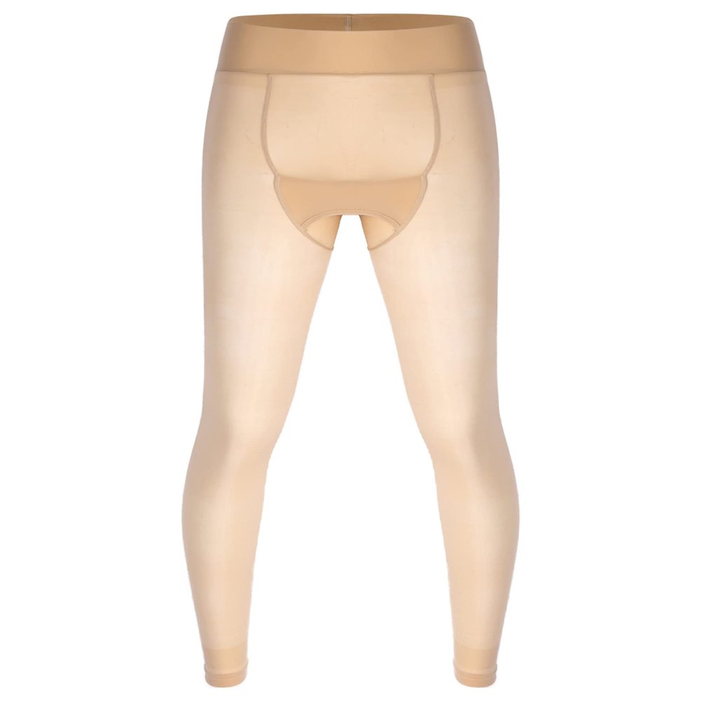 YONGHS Mens Compression Long Pants Leggings Bulge Pouch Tights Trousers Seamless Bottoms Underpants Nude One Size