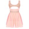 Nikiikoo Women Sleeveless Chiffon Back Cutout Ballet Dance Dress High-Low Skirted Dress Modern Latin Jazz Costume Orange Pink Medium view 4