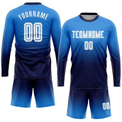 Custom Soccer Jerseys and Short with Pocket Personalized Round Neck Long Sleeve Shirts Uniform Printed Name Number