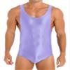 Agoky Men's U Neck Sleeveless Leotard Vest Shirt Oil Bodysuit Sports Wrestling Singlet Jumpsuits Purple X-Large view 1