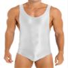 Agoky Men's U Neck Sleeveless Leotard Vest Shirt Oil Bodysuit Sports Wrestling Singlet Jumpsuits White X-Large view 1