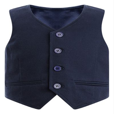 Sywiyi Men's Suit Vest Business Formal Dress Waistcoat Solid Color Button Down Vest for Tuxedo Suit Navy Blue 16 Years