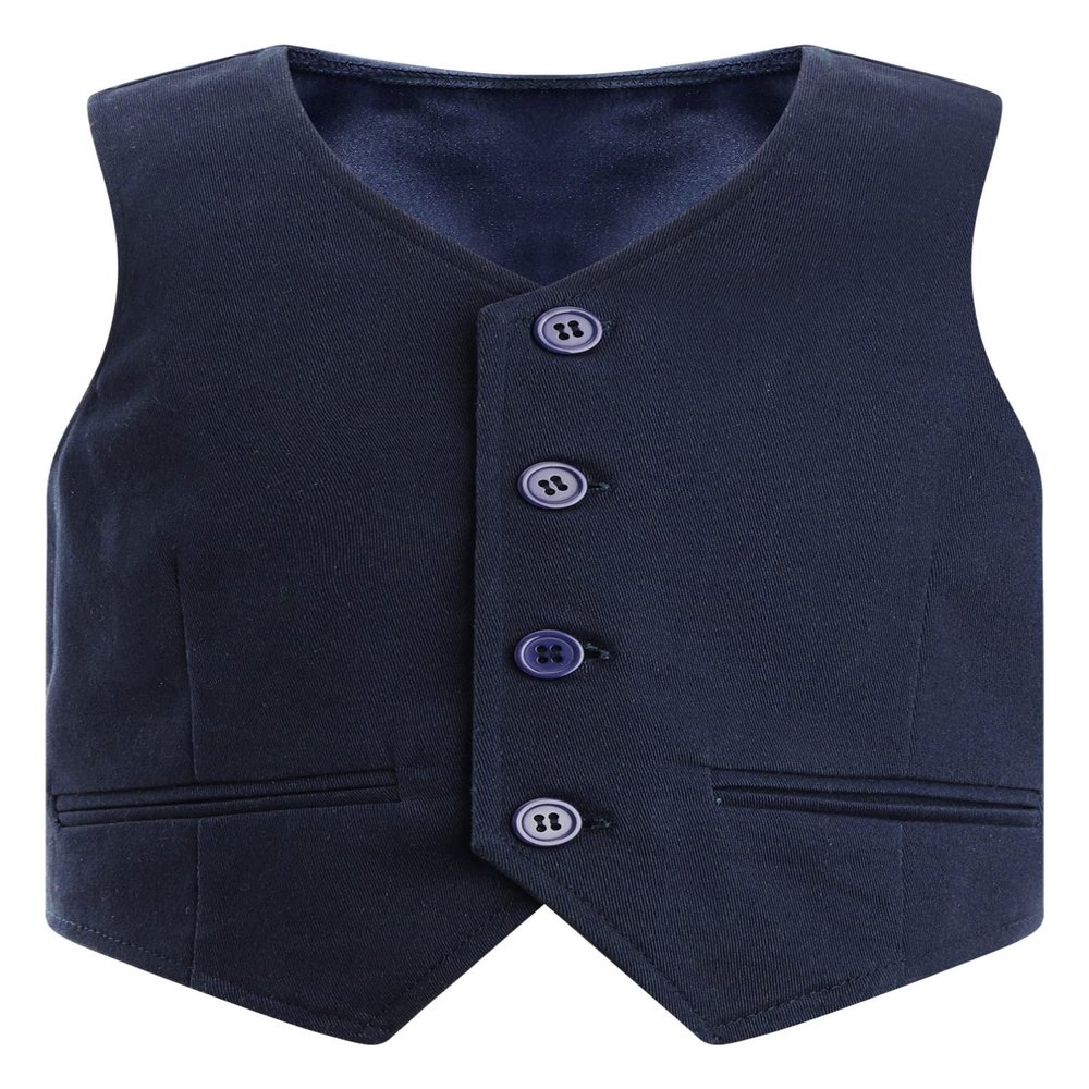Sywiyi Men's Suit Vest Business Formal Dress Waistcoat Solid Color Button Down Vest for Tuxedo Suit Navy Blue 16 Years