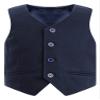 Sywiyi Men's Suit Vest Business Formal Dress Waistcoat Solid Color Button Down Vest for Tuxedo Suit Navy Blue 16 Years view 1