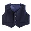 Sywiyi Men's Suit Vest Business Formal Dress Waistcoat Solid Color Button Down Vest for Tuxedo Suit Navy Blue 16 Years view 3