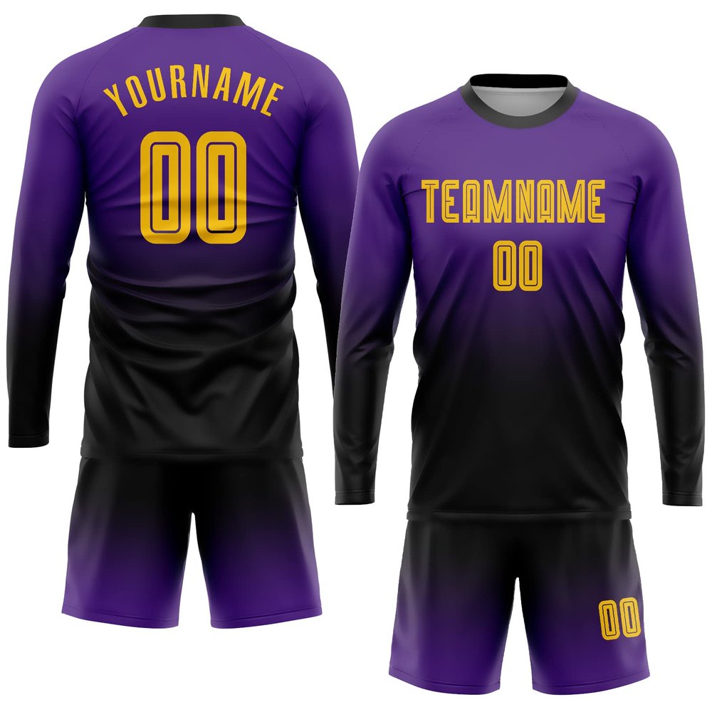 Custom Soccer Jerseys and Short with Pocket Personalized Round Neck Long Sleeve Shirts Uniform Printed Name Number