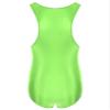 LiiYii Men's High Elastic Fitness Shiny Oil Glossy Silky Bodysuit Slim Sleeveless Jumpsuits Romper Fluorescent Green Medium view 4