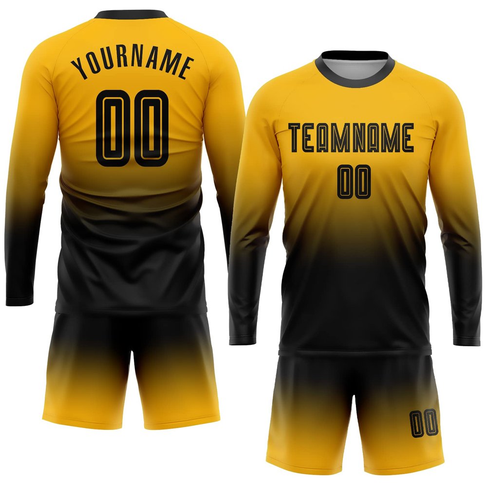 Custom Soccer Jerseys and Short with Pocket Personalized Round Neck Long Sleeve Shirts Uniform Printed Name Number