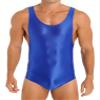 Agoky Men's U Neck Sleeveless Leotard Vest Shirt Oil Bodysuit Sports Wrestling Singlet Jumpsuits Blue X-Large view 1
