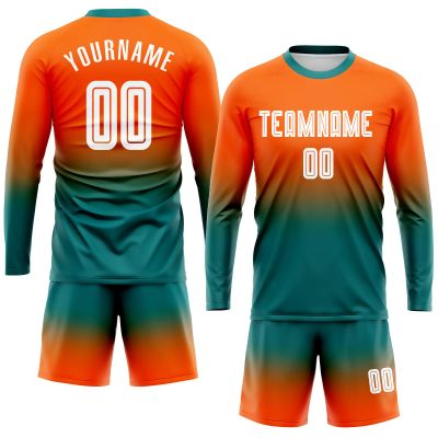 Custom Soccer Jerseys Personalized Round Neck Long Sleeve Shirts Uniform Printed Name Number