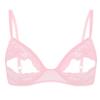 Moggemol Women's Lace Floral Open Tip Bra Wire-Free Unlined Push Up Triangle Bralette Top Nightwear Pink Medium view 1