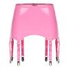 Vxuxlje Women's PVC High Waist Suspender Belt Metal Buckles 8 Wide Straps Garter with Metal Clips Pink Small view 1