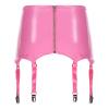 Vxuxlje Women's PVC High Waist Suspender Belt Metal Buckles 8 Wide Straps Garter with Metal Clips Pink Small view 2