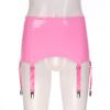 Vxuxlje Women's PVC High Waist Suspender Belt Metal Buckles 8 Wide Straps Garter with Metal Clips Pink Small view 3