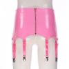 Vxuxlje Women's PVC High Waist Suspender Belt Metal Buckles 8 Wide Straps Garter with Metal Clips Pink Small view 4