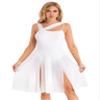 Moggemol Women's Lyrical Ballet Dance Dress Camisole Leotard Tulle Skirt Modern Dance Costume Dancewear White Small view 2