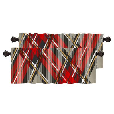 BaoNews Red Gray Modern Plaid Kitchen Valances for Windows,Black Rhombus Scottish Tartan Blackout Valances Curtains Multilayer Polyester Drapes for Kitchen Bedroom 2 Pack 52X16 Inches