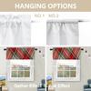 BaoNews Red Gray Modern Plaid Kitchen Valances for Windows,Black Rhombus Scottish Tartan Blackout Valances Curtains Multilayer Polyester Drapes for Kitchen Bedroom 2 Pack 52X16 Inches view 4