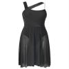 Nikiikoo Women's Sleeveless Color Block Lyrical Dance Dress Mesh Chiffon Modern Tutu Latin Waltz Gymnastics Leotard Black X-Large view 3