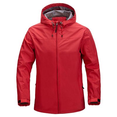Maiyifu-GJ Men's Lightweight Windproof Windbreaker Outdoor Waterproof Rain Shell Coat Breathable Zip Up Hoodie Jacket (Red,3X-Large)