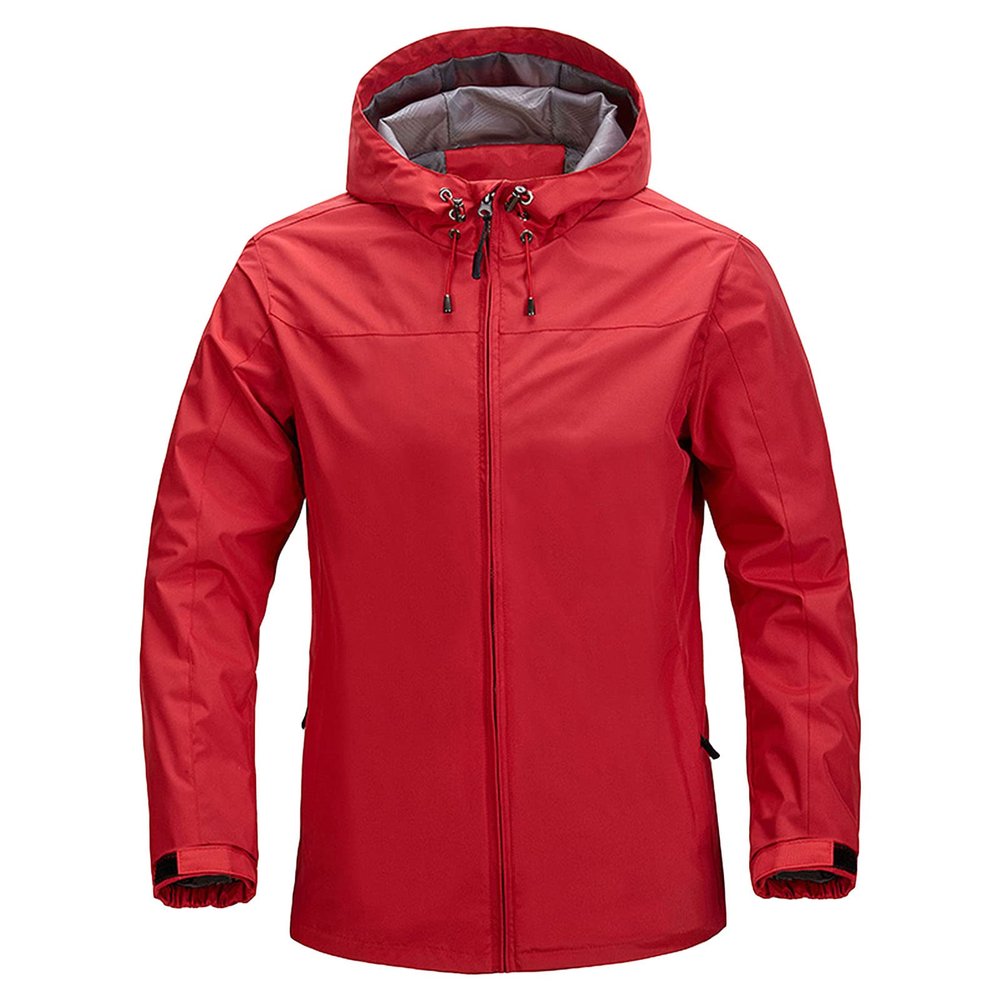 Maiyifu-GJ Men's Lightweight Windproof Windbreaker Outdoor Waterproof Rain Shell Coat Breathable Zip Up Hoodie Jacket (Red,3X-Large)