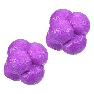 PATIKIL Bounce Reaction Balls, 2 Pack Coordination Ball Agility & Speed Reflex Training Game Sports Ball TPR High Difficulty for Baseball Soccer Softball Basketball, Purple Color