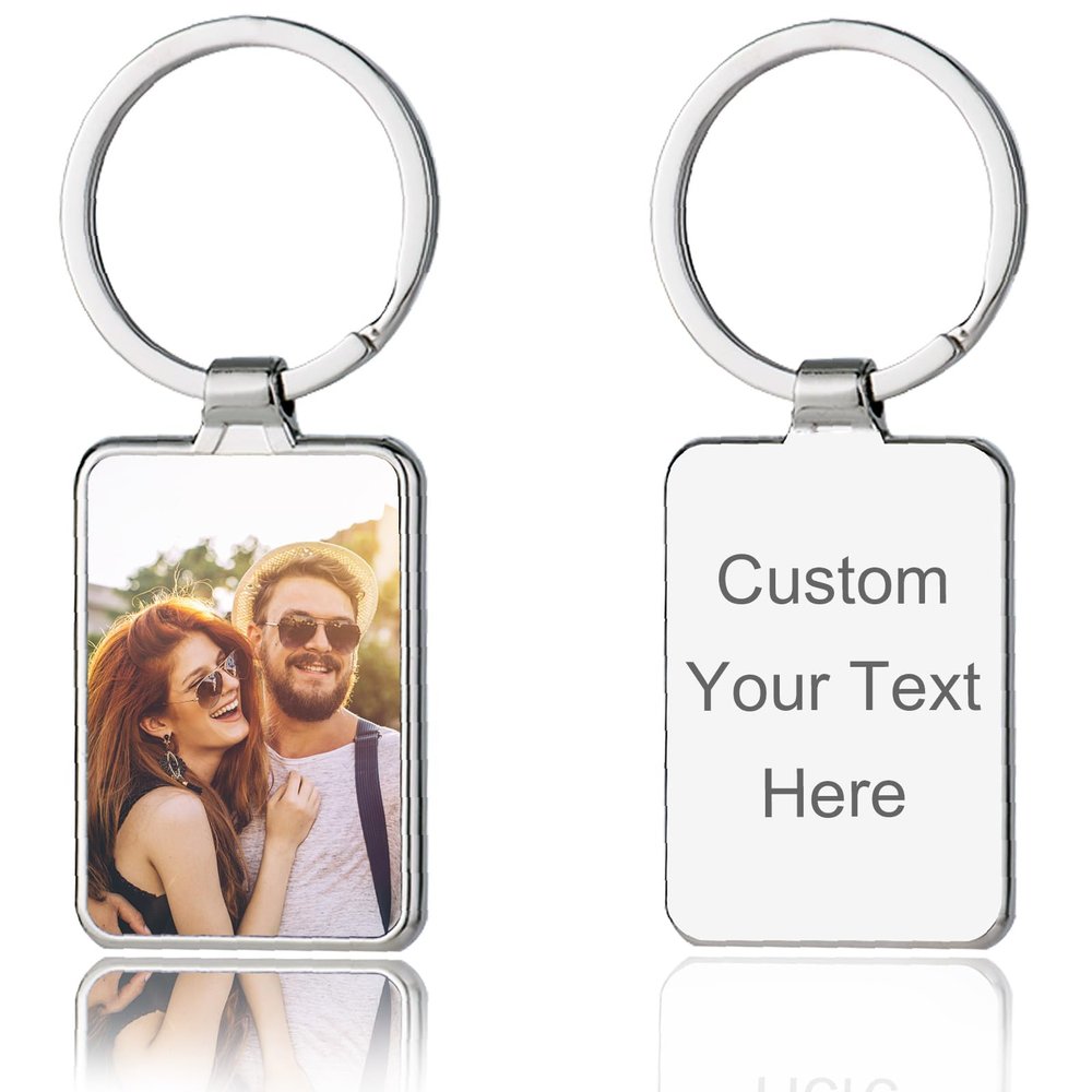 Custom Keychain with Picture, Personalized Customized Text Photo Keychains Gifts for Family Boyfriend