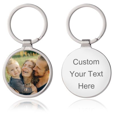 Custom Keychain with Picture, Personalized Customized Text Photo Keychains Gifts for Family Boyfriend