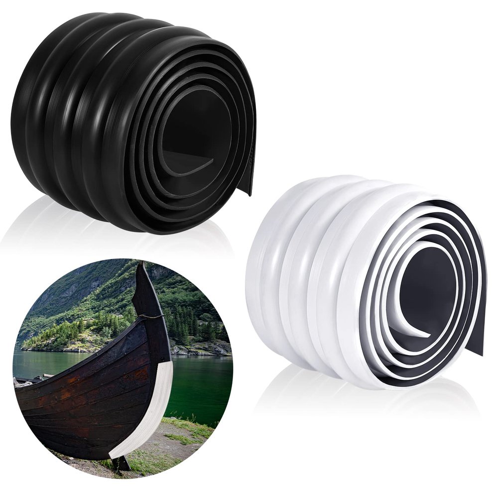 Deekin 2 Pcs 59 x 4 Inch Keel Guard for Fiberglass Boat, Aluminum Boats and Inflatable Boats Prevent Damage Self Installation Kayak Accessories for Fiberless Inflatable, White, Black