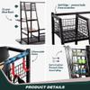 Sttoraboks 3 Golf Bags Storage Garage Organizer, Golf Bag Rack Fits 3 Golf Bags and Golf Equipment Accessories, Golf Club Storage Stand with Wooden Shelf and Lockable Wheels for Garage Indoor Basement view 3