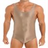 Zaldita Men's Oil Shiny Bodysuit Tank Vest Tops One Piece Shapewear High Elastic Tights Slim Leotard Coffee Medium view 1