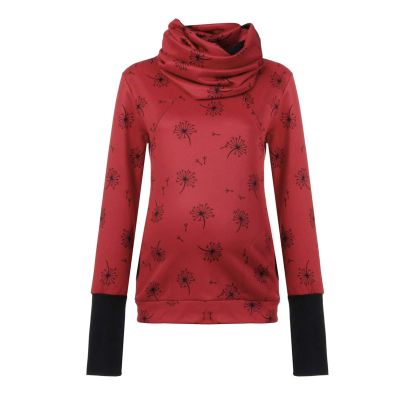 Maternity Hoodie Sweatshirts Long Sleeves Shirt Casual V Neck Pregnancy Tunic Top angaroo Pocket (Red, XL)