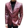 Faux Leather Blazer for Men Stylish 2 Button Moto Leather Suit Jacket Casual Regular Fit Business Sports Coat (Red,5X-Large) view 1