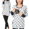 Maternity Hoodie Sweatshirts Long Sleeves Shirt Casual V Neck Pregnancy Tunic Top angaroo Pocket (White, S) view 3