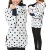 Maternity Hoodie Sweatshirts Long Sleeves Shirt Casual V Neck Pregnancy Tunic Top angaroo Pocket (White, S) view 4