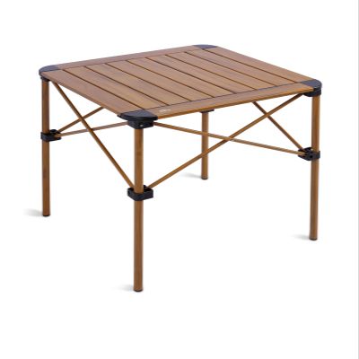 iClimb Lightweight Stable Alu. Folding Square Table Roll Up Top with Carry Bag for Camping Picnic Backyards BBQ Camp Kitchen (Nature, M)