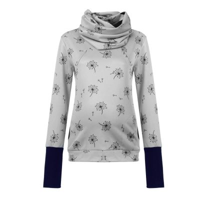 Maternity Hoodie Sweatshirts Long Sleeves Shirt Casual V Neck Pregnancy Tunic Top angaroo Pocket (Silver, S)