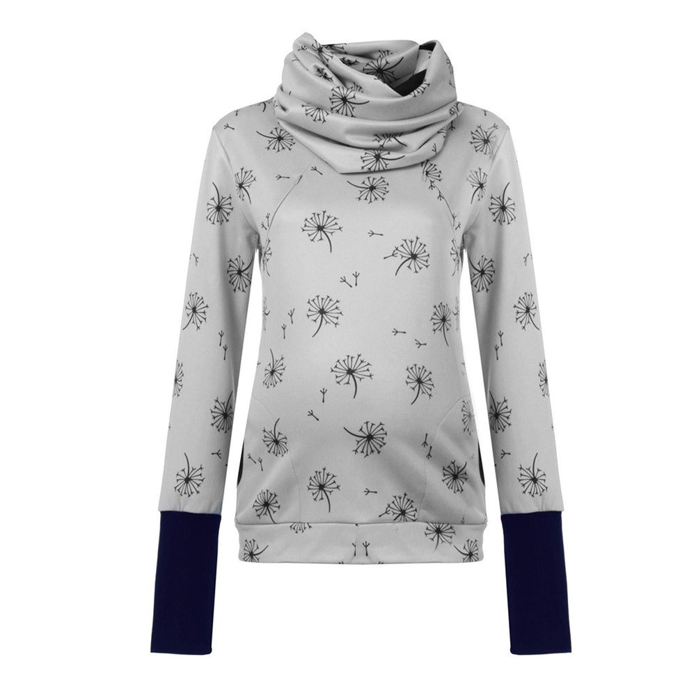 Maternity Hoodie Sweatshirts Long Sleeves Shirt Casual V Neck Pregnancy Tunic Top angaroo Pocket (Silver, S)