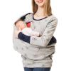 Maternity Hoodie Sweatshirts Long Sleeves Shirt Casual V Neck Pregnancy Tunic Top angaroo Pocket (Silver, S) view 4