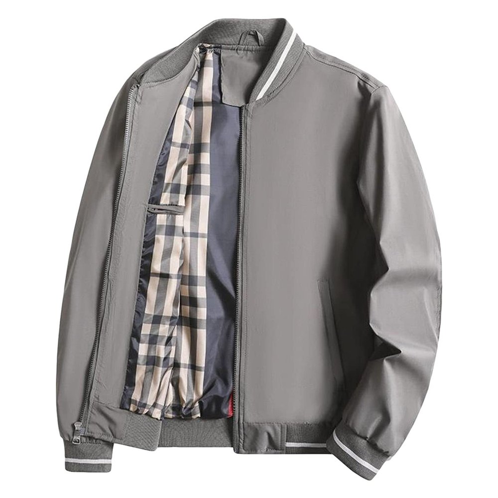 Maiyifu-GJ Men's Lightweight Flight Jacket Spring Fall Softshell Bomber Coat Outwear Full-Zip Military Windbreaker Sportswear (Dark Grey,Large)