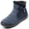 HuangTaiJi Qing Women Winter Warm Zipper Snow Ankle Booties Fur Lined Outdoor Casual Boots Shoes Blue Zipper US 7.5 view 1