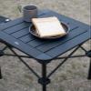 iClimb Lightweight Stable Alu. Folding Square Table Roll Up Top with Carry Bag for Camping Picnic Backyards BBQ Camp Kitchen (Black, S) view 4