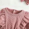 Kids Toddler Baby Girls Autumn Winter Solid Cotton Long Sleeve Princess Dress Headbands Clothes Toddler Tulle Dress (Red, 3-4 Years) view 4