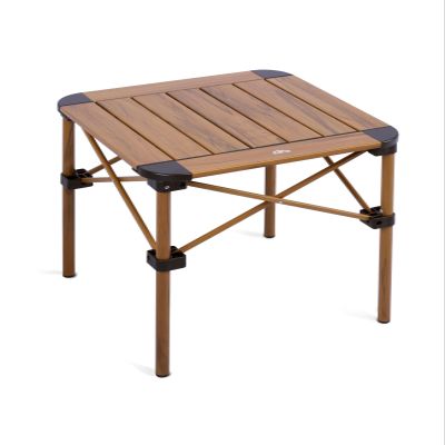iClimb Lightweight Stable Alu. Folding Square Table Roll Up Top with Carry Bag for Camping Picnic Backyards BBQ Camp Kitchen (Nature, S)