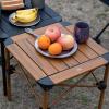 iClimb Lightweight Stable Alu. Folding Square Table Roll Up Top with Carry Bag for Camping Picnic Backyards BBQ Camp Kitchen (Nature, S) view 4