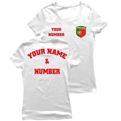 lepni.me Womens Personalised Soccer Jersey Portugal T-Shirt | Portuguese Flag Badge | European Football Championship 2024 (XXL White Multi Color)