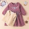 Kids Toddler Baby Girls Autumn Winter Plaid Cotton Long Sleeve Princess Dress Fleece Vest Set Clothes Kids Dresses (Red, 4-5 Years) view 2
