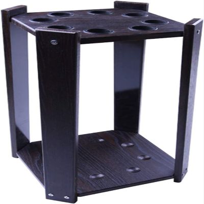SLLSHG 8 Pool Cue RackWooden Corner Floor Pool Stick Holder, Small Pool Cue Rack with Rubber Circle Pads, for Game Room/Pool Room/par