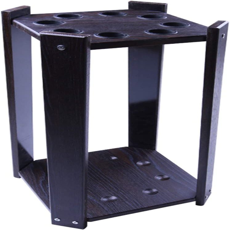 SLLSHG 8 Pool Cue RackWooden Corner Floor Pool Stick Holder, Small Pool Cue Rack with Rubber Circle Pads, for Game Room/Pool Room/par