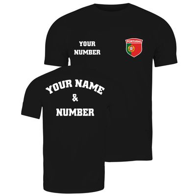 lepni.me Mens Personalised Soccer Jersey Portugal T-Shirt | Portuguese Flag Badge | European Football Championship 2024 (XL Black Multi Color)
